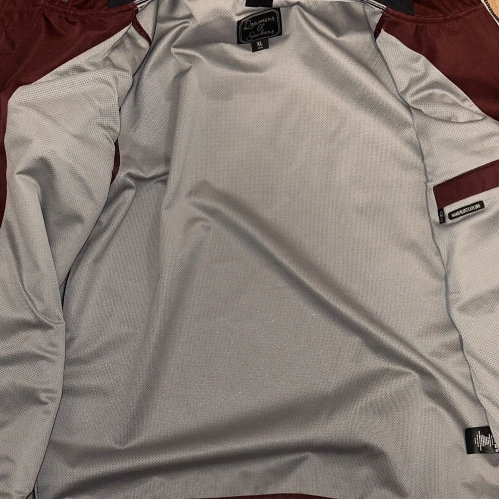 Roamers Seekers Full Zip Rain Jacket Wanderlust Men's XL Maroon EUC Lined Hooded